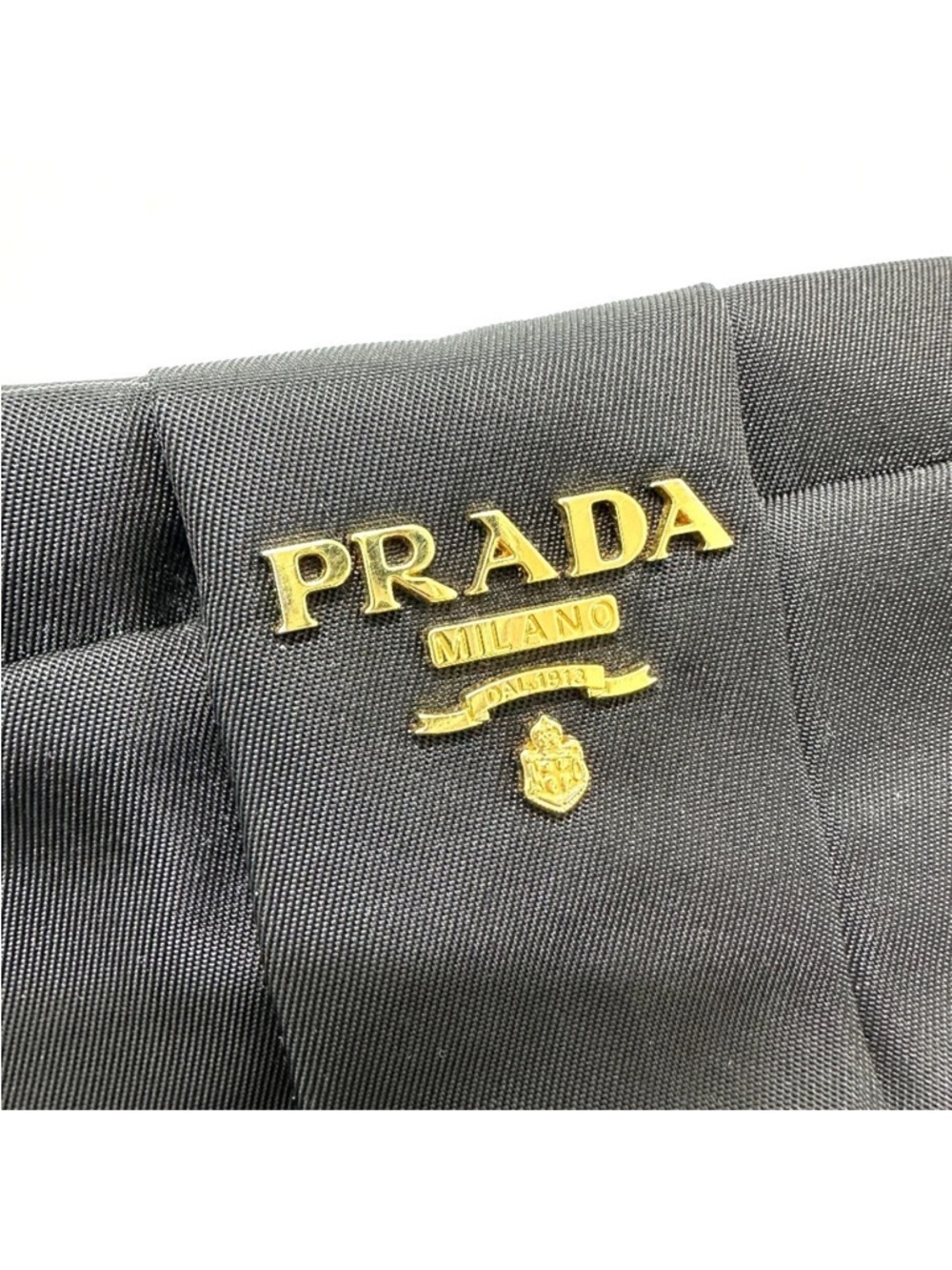 Prada Nylon Logo Ribbon Black Bow Wristlet with Gold Hardware
1N1422 - Picture 2 of 15